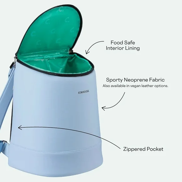 Corkcicle Eola Bucket Bag Periwinkle Neoprene Insulated/Water & Leakproof - Picture 6 of 15